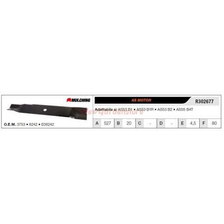 Cuchilla ASMOTOR para cortacésped AS 53 B1 R302677 | NewgardenParts.com