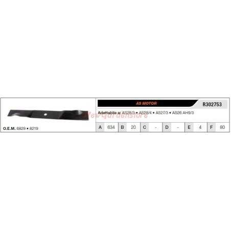 ASMOTOR blade for AS28/3 AS28/4 lawnmower mower R302753 | NewgardenParts.com