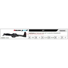 Lama AYP per trattorino tagliaerba rasaerba tosaerba 2 lame piatto 42" R303919 | NewgardenParts.com