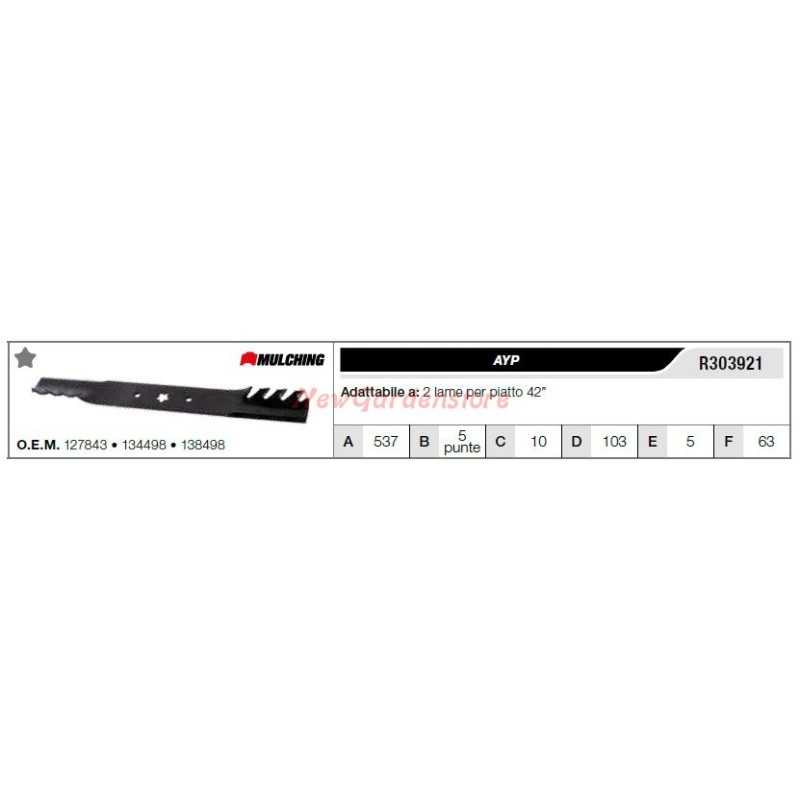 AYP Klinge für Rasentraktor Rasenmäher 2 Klingen flach 42" R303921