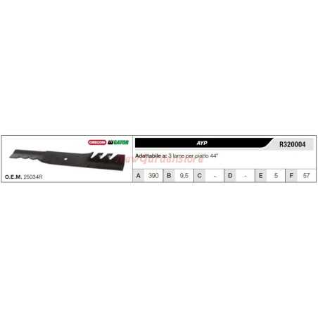 Cuchilla AYP para tractor cortacésped 3 cuchillas planas 44" R320004 | NewgardenParts.com