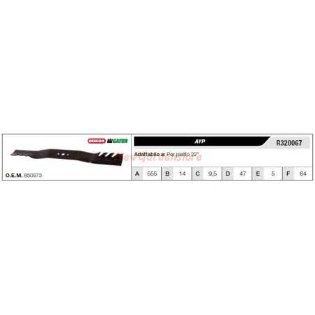 Cuchilla AYP para tractor cortacésped cortacésped plano 22" R320067 | NewgardenParts.com