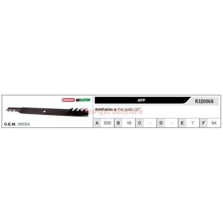 Cuchilla AYP para tractor cortacésped cortacésped plano 22" R320068 | NewgardenParts.com