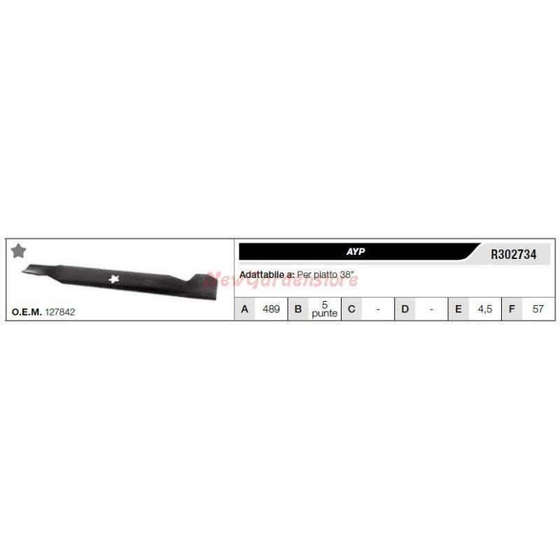 AYP Klinge für Rasentraktor Rasenmäher Mäher 38" flach R302734