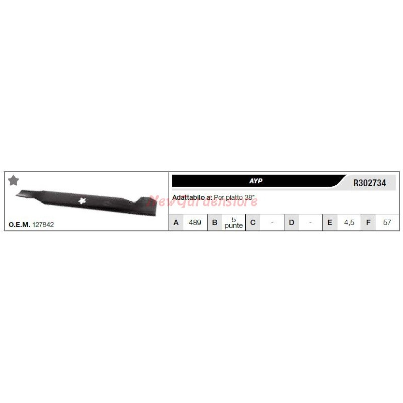 Lama AYP per trattorino tagliaerba rasaerba tosaerba piatto 38" R302734