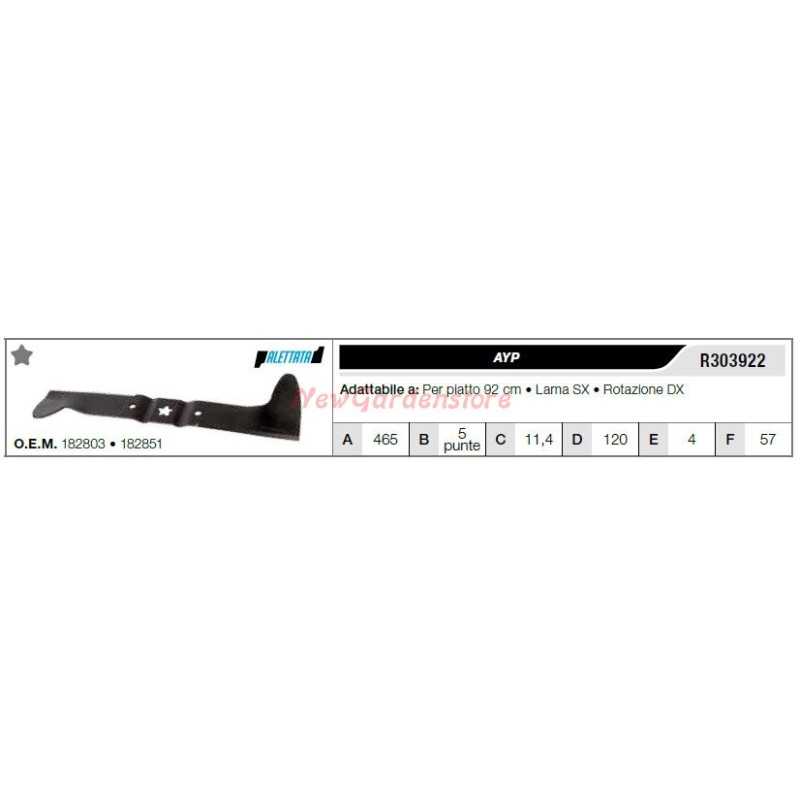 AYP Klinge für Rasentraktor Rasenmäher Mähmesser 92cm R303922