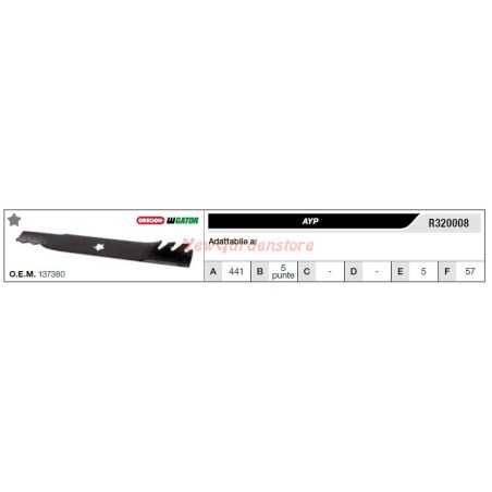 Cuchilla AYP para tractor cortacésped R320008 | NewgardenParts.com