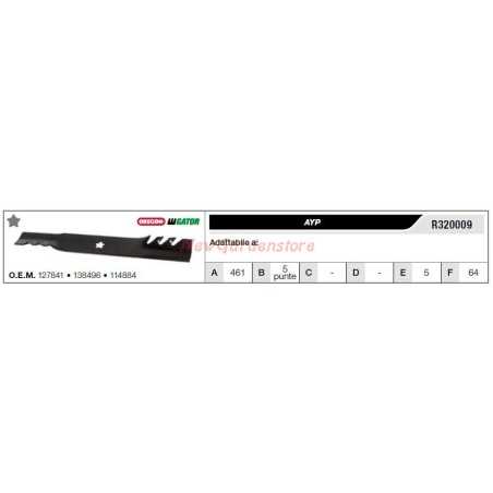 Cuchilla AYP para tractor cortacésped R320009 | NewgardenParts.com