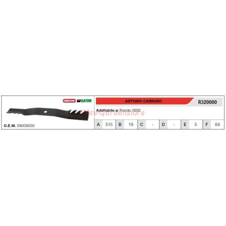 Lama CARRARO per trattorino tagliaerba rasaerba tosaerba RONDO 1500 R320000 | NewgardenParts.com