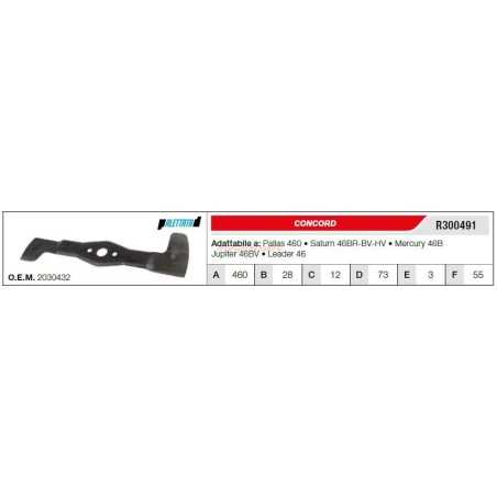 Blade CONCORD lawn tractor mower mower PALLAS 460 R300491 | NewgardenParts.com