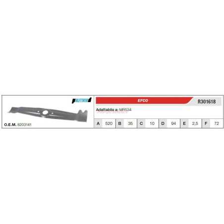 EFCO OLEOMAC mower blade lawn mower MODELS: MR534 R301618 | NewgardenParts.com