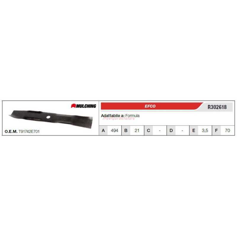 EFCO cuchilla segadora cortacésped fórmula R302618 EFCO cuchilla segadora cortacésped fórmula R302618