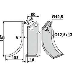Lame de coupe droite compatible 350-145 GOLDONI TYPE 50-MOD.719 | NewgardenParts.com