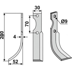 Cuchilla de corte derecha compatible 350-191 HONDA | NewgardenParts.com