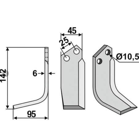 Tiller blade compatible left 350-108 FERRARI MC68 L