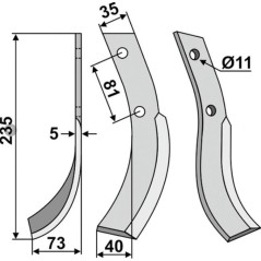Left-hand mower blade compatible 350-635 HONDA 510-560 LI | NewgardenParts.com