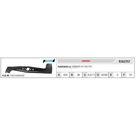 HONDA lame de tondeuse HRB423-K1-SG-PG R302757 | NewgardenParts.com