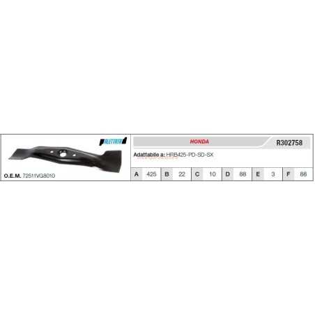 HONDA lame de tondeuse HRB425-PD-SD-SX R302758 | NewgardenParts.com