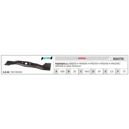 Lama HONDA trattorino tagliaerba rasaerba tosaerba HRB535 536 R301776 | NewgardenParts.com