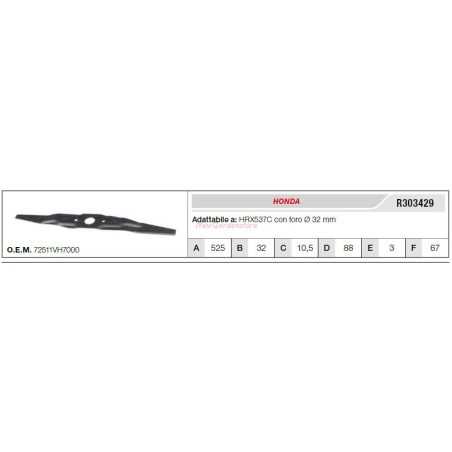 HONDA cuchilla para tractor cortacésped HRX537C R303429 | NewgardenParts.com