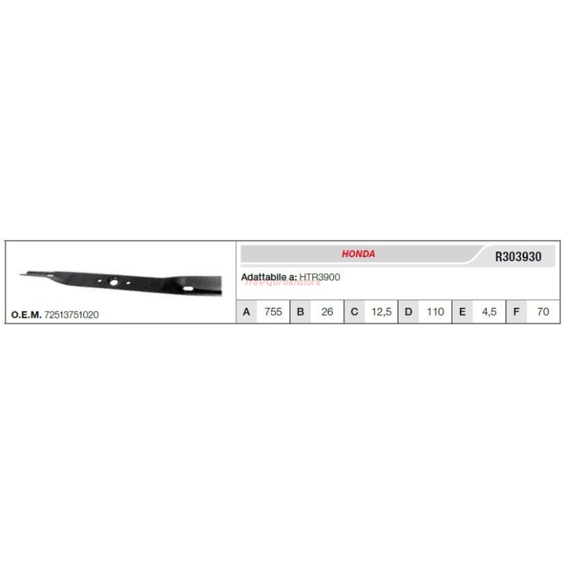 HONDA lawn tractor mower mower blade HTR3900 R303930