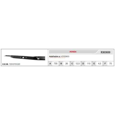HONDA tracteur de pelouse lame de tondeuse HTR3900 R303930 | NewgardenParts.com