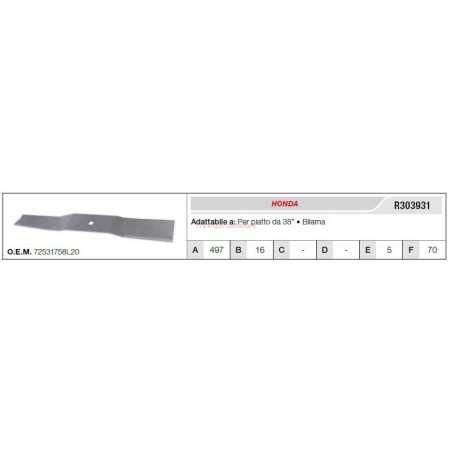 Lame de tracteur de pelouse HONDA pour plateau de 38" R303931 | NewgardenParts.com