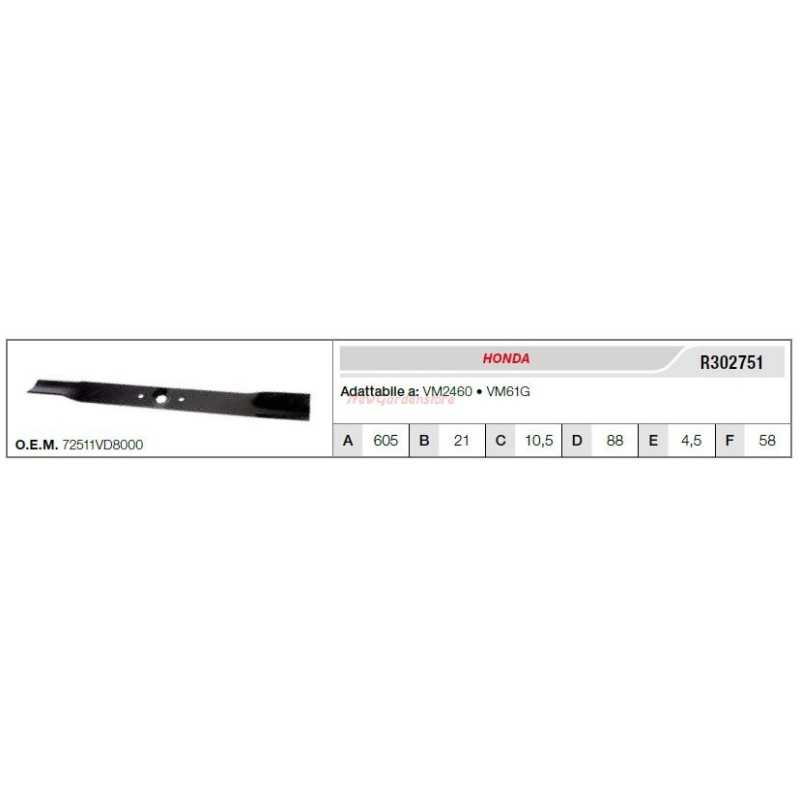 HONDA lawn tractor mower blade VM2460 VM61G R302751