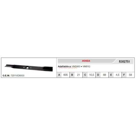 HONDA cuchilla para tractor cortacésped VM2460 VM61G R302751 | NewgardenParts.com