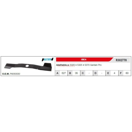 Lama IBEA trattorino tagliaerba rasaerba tosaerba 5320 5325 R302778 | NewgardenParts.com