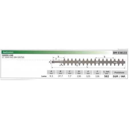 Lower / upper blade GREEN LINE GT 500D EKO hedge trimmer 038133 | NewgardenParts.com