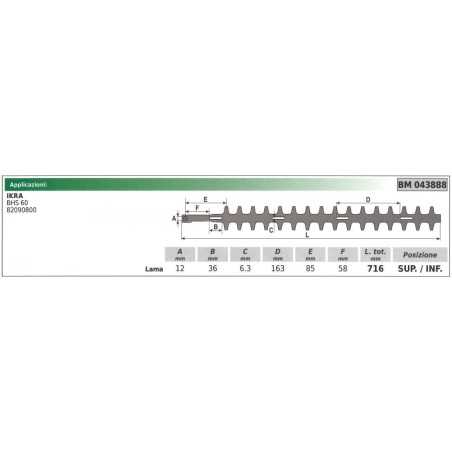 Lower / upper IKRA hedge trimmer blade BHS 60 043888 | NewgardenParts.com