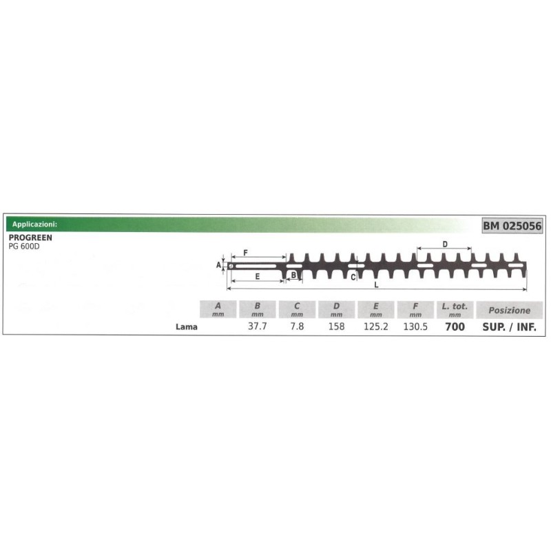 Lama inferiore / superiore PROGREEN tagliasiepe PG 600D 025056