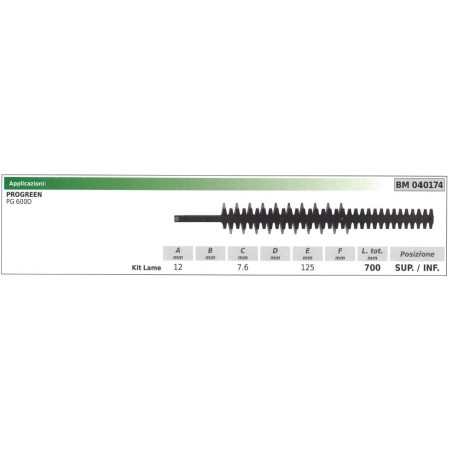 Lama inferiore / superiore PROGREEN tagliasiepe PG 600D 040174 | NewgardenParts.com