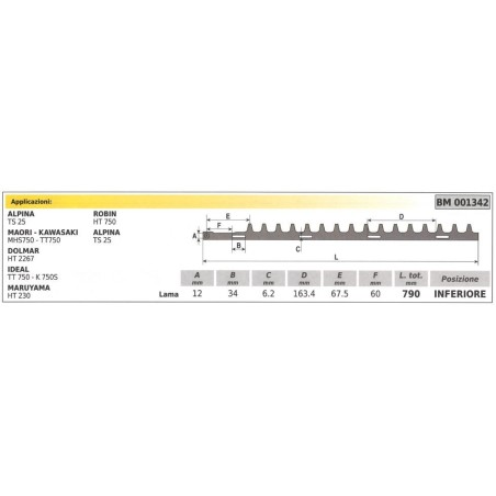 Lama inferiore ALPINA tagliasiepe TS 25 001342 | NewgardenParts.com