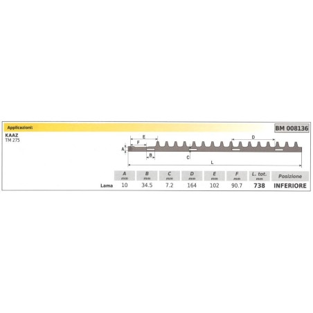 Lama inferiore KAAZ tagliasiepe TM 275 008136 | NewgardenParts.com