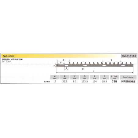 Cuchilla inferior MAORI SHT 750S cortasetos 016116 | NewgardenParts.com