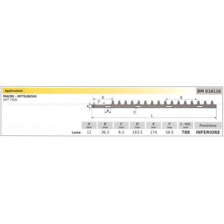 Lama inferiore MAORI tagliasiepe SHT 750S 016116 | NewgardenParts.com