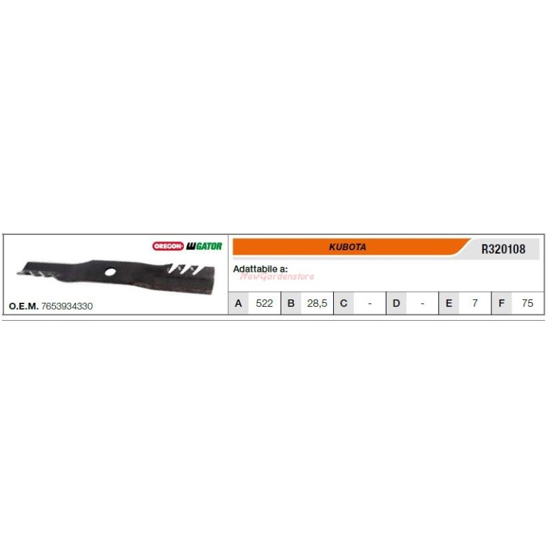 KUBOTA lawn tractor lawn mower blade R320108