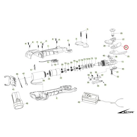 Lama mobile ORIGINALE ACTIVE forbice modello tigercut 32 026314 | NewgardenParts.com