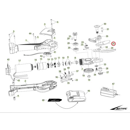 Lama mobile ORIGINALE ACTIVE forbice modello tigercut 35 025955 | NewgardenParts.com