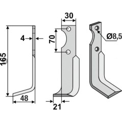 Cuchilla motocultor compatible 350-018 AGRIA NH16548 | NewgardenParts.com