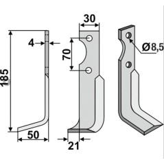 Motor cultivator blade compatible 350-021 AGRIA 1250-254 98 25498 | NewgardenParts.com