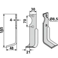 Motor cultivator blade compatible 350-678 AGRIA 1250-271 30 | NewgardenParts.com