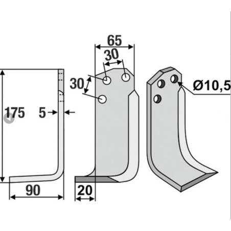 Lama motocoltivatore destra compatibile 350-016 AGRIA 16454