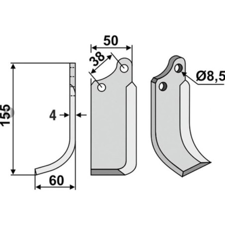 Lama motocoltivatore destra compatibile 350-030 AGRIA 1767 71943