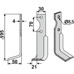 Cuchilla fresadora derecha compatible 350-023 AGRIA 1250-210 99 NH19548 | NewgardenParts.com
