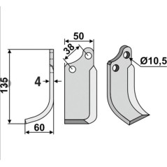 Cuchilla motocultora derecha compatible 350-028 AGRIA 1667-066-24 | NewgardenParts.com
