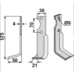 Lame de motoculteur droite compatible 350-561 AGRIA 17549 NH17549 | NewgardenParts.com