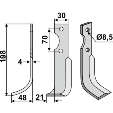 Lama motocoltivatore dx compatibile 350-567 AGRIA 616112